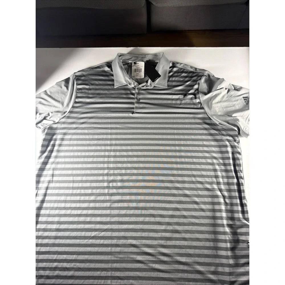 Adidas Ultimate365 3-Color Stripe Golf Polo Men's 3XL Gray NWT $65 FS5198